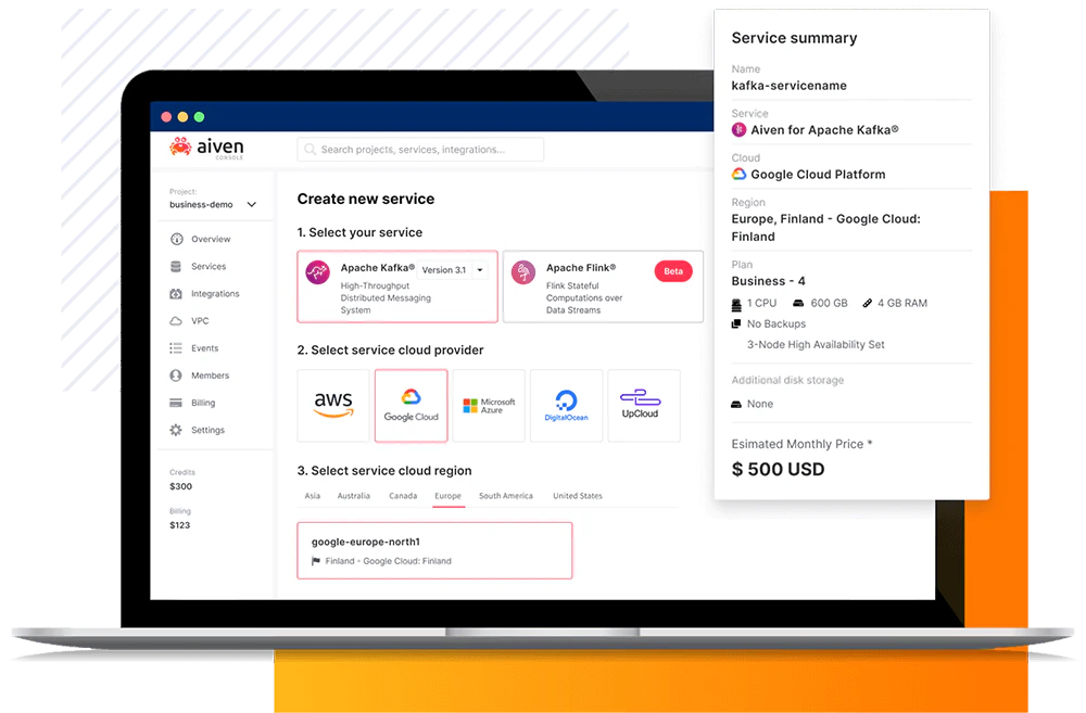 screenshot of Aiven for Apache Kafka